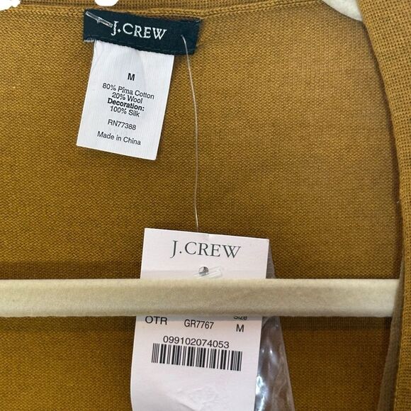 J Crew Wool Silk Blend Mustard Yellow  Beaded Cardigan | M - Picture 5 of 5